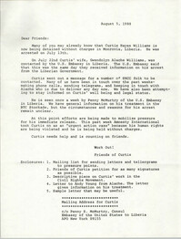 Letter from Friends of Curtis, August 5, 1988