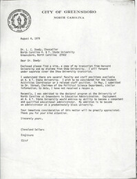 Letter from Cleveland Sellers to L. C. Dowdy, August 4, 1978