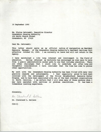 Letter from Cleveland Sellers to Elaine Ostrowski, September 19, 1990