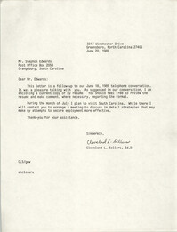 Letter from Cleveland Sellers to Stephon Edwards, June 20, 1989