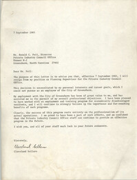 Letter from Cleveland Sellers to Ronald C. Pell, September 7, 1983
