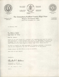 Letter from Cleveland Sellers to James R. Baskin, February 14, 1983