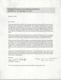 Letter from Cleveland Sellers to Jesse Jackson, March 26, 1998