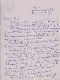 Letter from Pauline Taggert Sellers to Cleveland Sellers, December 9, 1972