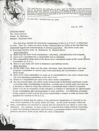 Memorandum from Cleveland Sellers to Roosevelt Williams, July 12, 1976