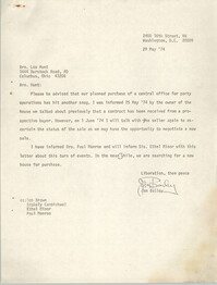 Letter from Jan Bailey to Lou Hunt, May 29, 1974