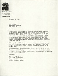 Letter from Cleveland Sellers, September 13, 1988