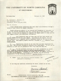 Letter from Yvonne Howard to Cleveland Sellers, February 10, 1987