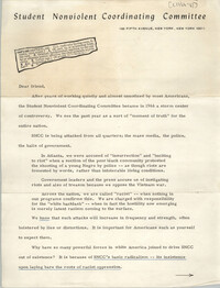 Letter from Stokely Carmichael to Friends of the Student Nonviolent Coordinating Committee, 1966