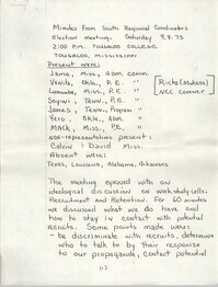 Minutes from the South Regional Coordinators, September 8, 1975