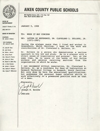Letter from Joseph R. Brooks, January 5, 1988