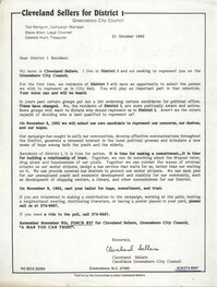Letter from Cleveland Sellers to District I Residents, October 31, 1983