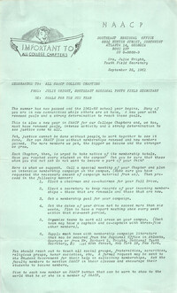 Memorandum to All NAACP College Chapters, September 25, 1961