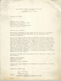 Letter from Jan Bailey to Roy L. Allen, November 22, 1972