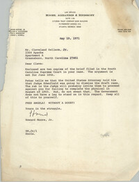 Letter from Howard Moore, Jr. to Cleveland Sellers, May 19, 1971