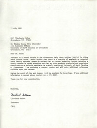 Letter from Cleveland Sellers to Stanley Jones, July 12, 1983
