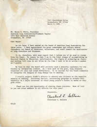 Letter from Cleveland Sellers to Wayne R. White, March 9, 1981