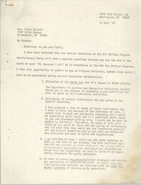 Letter from Jan Bailey to Cleveland Sellers, June 13, 1974