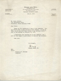 Letter from Howard Moore, Jr. to Cleveland Sellers, July 8, 1977