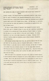 Student Nonviolent Coordinating Committee Press Release, September 8, 1966