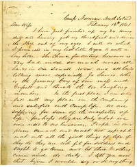 Letter from John R. Beaty to his wife Melvina, February 16, 1861