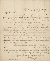 Correspondence between Reverend Furness and Lloyd Garrison