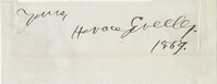 A card signed by Horace Greeley.