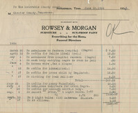 Rowsey and Morgan Bill for Funeral Director Goods and Services Rendered
