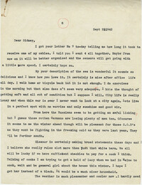 Letter from Gertrude Sanford Legendre, September 23, 1942
