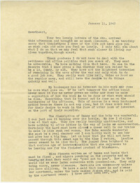 Letter from Sidney Jennings Legendre, January 11, 1943