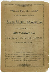 Sixteenth Annual Reunion of the Avery Alumni Association Program