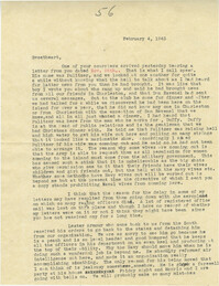 Letter from Sidney Jennings Legendre, February 4, 1943