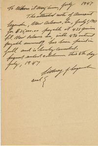 Letter from Sidney Jennings Legendre, July 1, 1947