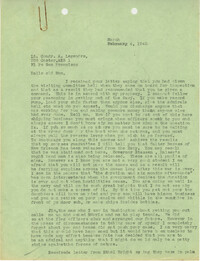 Letter from Sidney Jennings Legendre, March 4, 1945