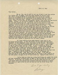 Letter from Sidney Jennings Legendre, April 12, 1943