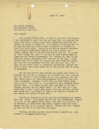 Letter from Sidney Jennings Legendre, April 11, 1943