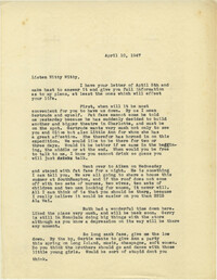Letter from Sidney Jennings Legendre, April 10, 1947