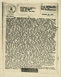 Letter from Sidney Jennings Legendre, December 29, 1943