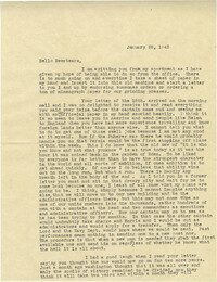 Letter from Sidney Jennings Legendre, January 28, 1943
