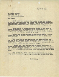 Letter from Sidney Jennings Legendre, August 23, 1945