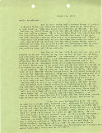 Letter from Sidney Jennings Legendre, August 9, 1943
