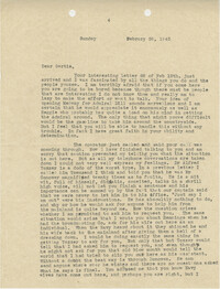 Letter from Sidney Jennings Legendre, February 28, 1943