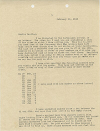 Letter from Sidney Jennings Legendre, February 20, 1943