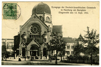 Synagoge der Deutsch-Israelitischen Gemeinde in Hamburg am Bornplatz. Eingeweiht den 13. Sept. 1906.