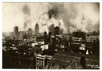 Downtown San Francisco aflame, earthquake and fire of 1906