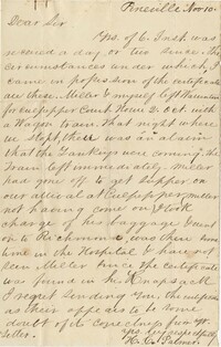 190a. H.C. Palmer to James B. Heyward (?) -- November 10, 1862