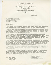 Letter from Isaiah Bennett to Norman Hill, President of A. Philip Randolph Institute, detailing South Carolina chapter political activities