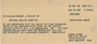 Telegram to Dr. William McCord from Local 1199-B protesting dismissal of employees