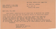 Telegram to Senator Ernest Hollings