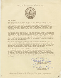 Form letter from 1977 Inaugural Committee to Friend